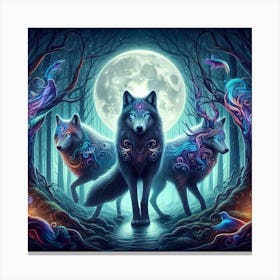 Blue moon wolves 2 Canvas Print