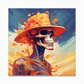 Skeleton In Hat Canvas Print