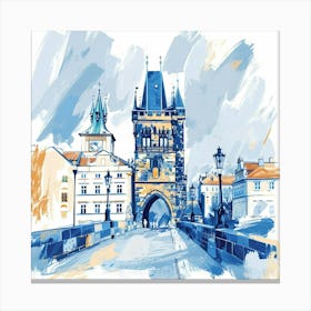 A Prague With Charles Bridge Expressive Strokes 1 Canvas Print