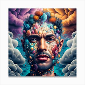 A Man Face Made Of Highly Detailed Samll Faces Canvas Print