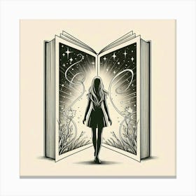 Magic book and girl 3 Canvas Print