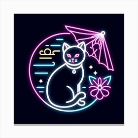 Cat With Umbrella Canvas Print