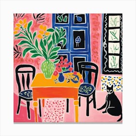 Cat At The Table 16 Canvas Print