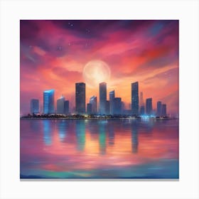 Miami Skyline At Daybreak Canvas Print