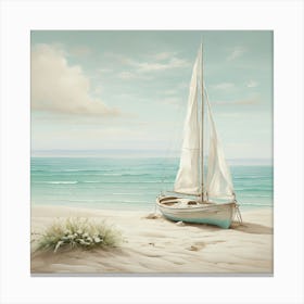 Sailboat On The Beach 5 Canvas Print