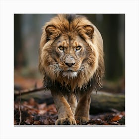 Lion In The Forest 5 Canvas Print