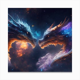 Two Dragons In Space Canvas Print