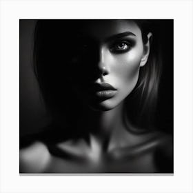 Beautiful Woman In Black And White 1 Canvas Print