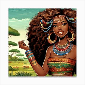 Wall Art African Girl In Traditional Dress Canvas Print