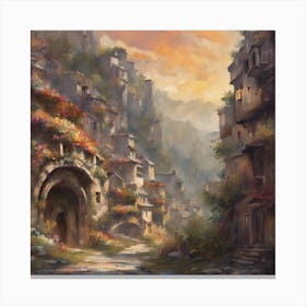 City At Sunset Canvas Print