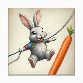 Rabbit On A Rope 5 Canvas Print