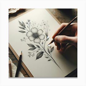 Floral Sketch Canvas Print