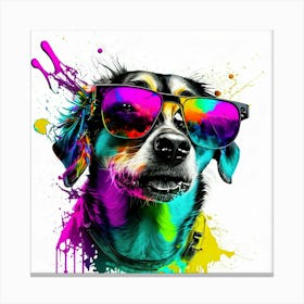 Colourful Dog Sunglasses (68) Canvas Print