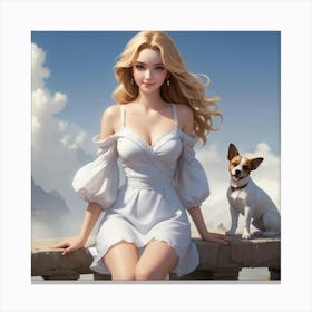 Girl With A Dog 1 Canvas Print