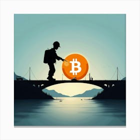 Bitcoin On A Bridge Canvas Print