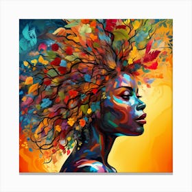 Portrait Of A Woman With Colorful Hair 2 Canvas Print