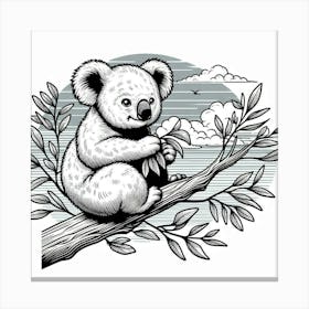 Line Art koala 3 Canvas Print