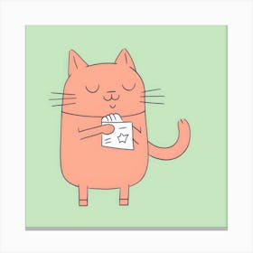 Cat Holding A Note 1 Canvas Print