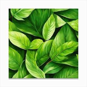 Seamless Green Leaves Pattern Canvas Print