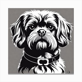 Shih Tzu, Black and white illustration, Dog drawing, Dog art, Animal illustration, Pet portrait, Realistic dog art Canvas Print