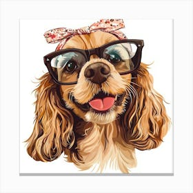 Dog With Glasses 26 Canvas Print