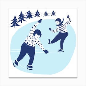 Skating Girls Square Canvas Print