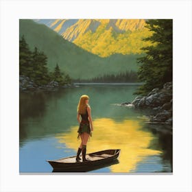 Girl In A Boat Canvas Print