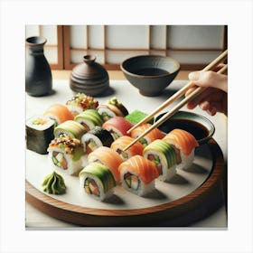 Sushi Plate With Chopsticks Canvas Print