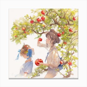 Womans Hand Picking An Apple From The Bra 1 Canvas Print