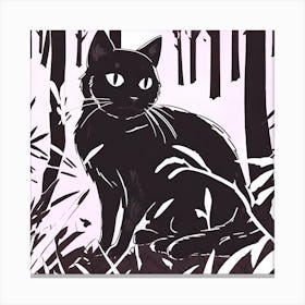 Black Cat In The Woods Canvas Print