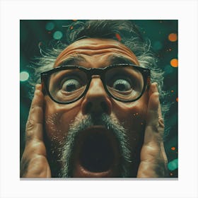 Surprised Man With Glasses Canvas Print