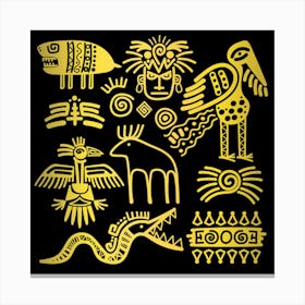 Golden Indian Traditional Signs Symbols Canvas Print
