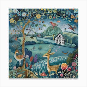 Deer In The Garden Canvas Print