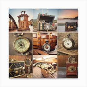 Collage Of Vintage Clocks Canvas Print