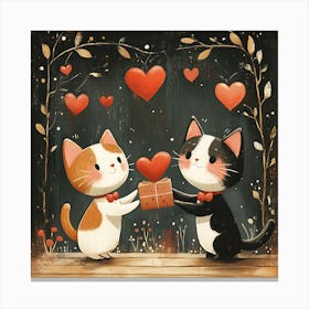 Charming Cats Exchange Heart 7 Canvas Print