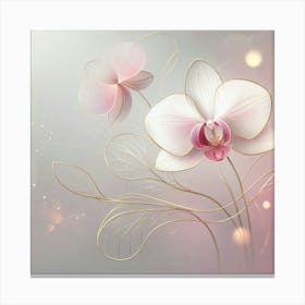 White Orchids On A Pink Background Canvas Print