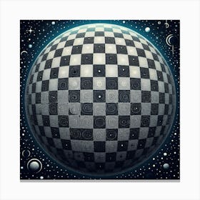 Checkered Planet In Space Stock Illustration Canvas Print