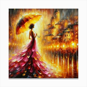 Woman under the rain Canvas Print