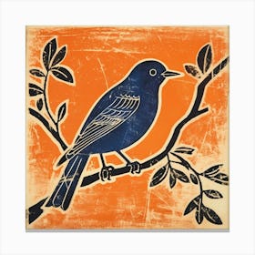 Retro Bird Lithograph Eastern Bluebird 1 Canvas Print