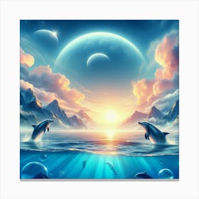 Dolphins In The Ocean 1 Canvas Print