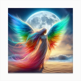 Angel With Rainbow Wings Canvas Print