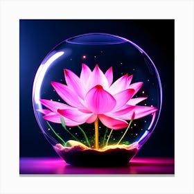 Lotus Flower In A Glass Bowl Canvas Print