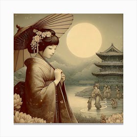 Japan Traditional Geisha Illustration By Ad 30 Canvas Print