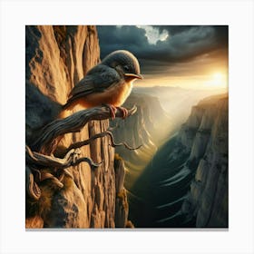 Bird On Cliff Canvas Print