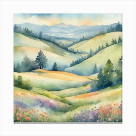 Watercolor Of A Mountain Landscape art print Canvas Print