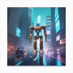 Robot In The City 53 Canvas Print