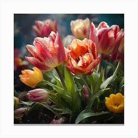 Tulips In The Garden Canvas Print