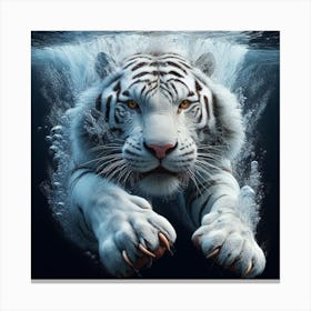 White Tiger Underwater Canvas Print