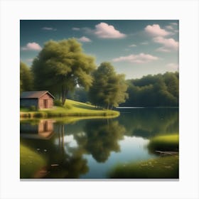 Small House On A Lake Canvas Print