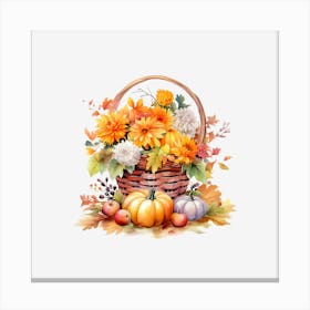 Autumn Flowers In A Basket 2 Canvas Print